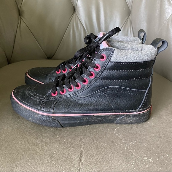 Vans Sk8 HI Pro Classics Black Pink Leather Gum Skate Shoes Unisex 7 / 8.5 - Picture 4 of 8